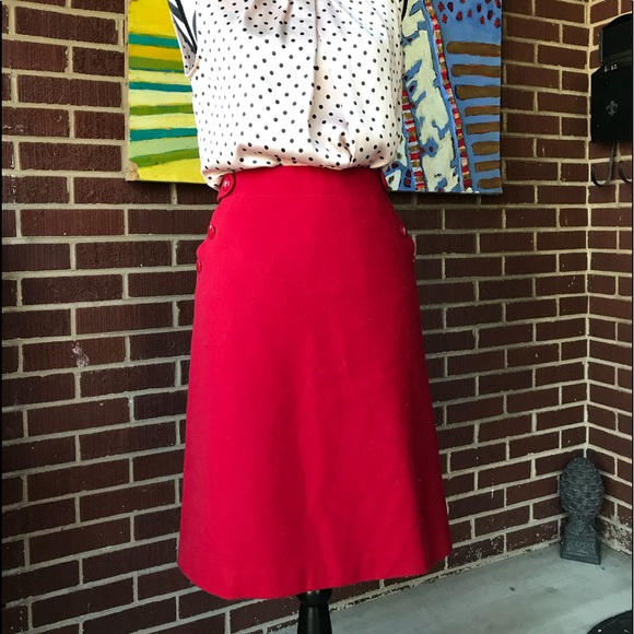 J. Crew Wool Blend dark Red Skirt - Picture 2 of 7